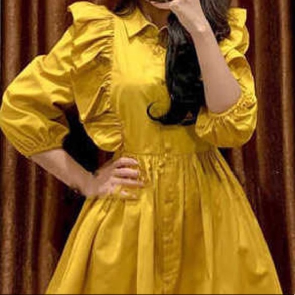 New ZARA RUFFLED VOLUMINOUS DRESS - Picture 6 of 17